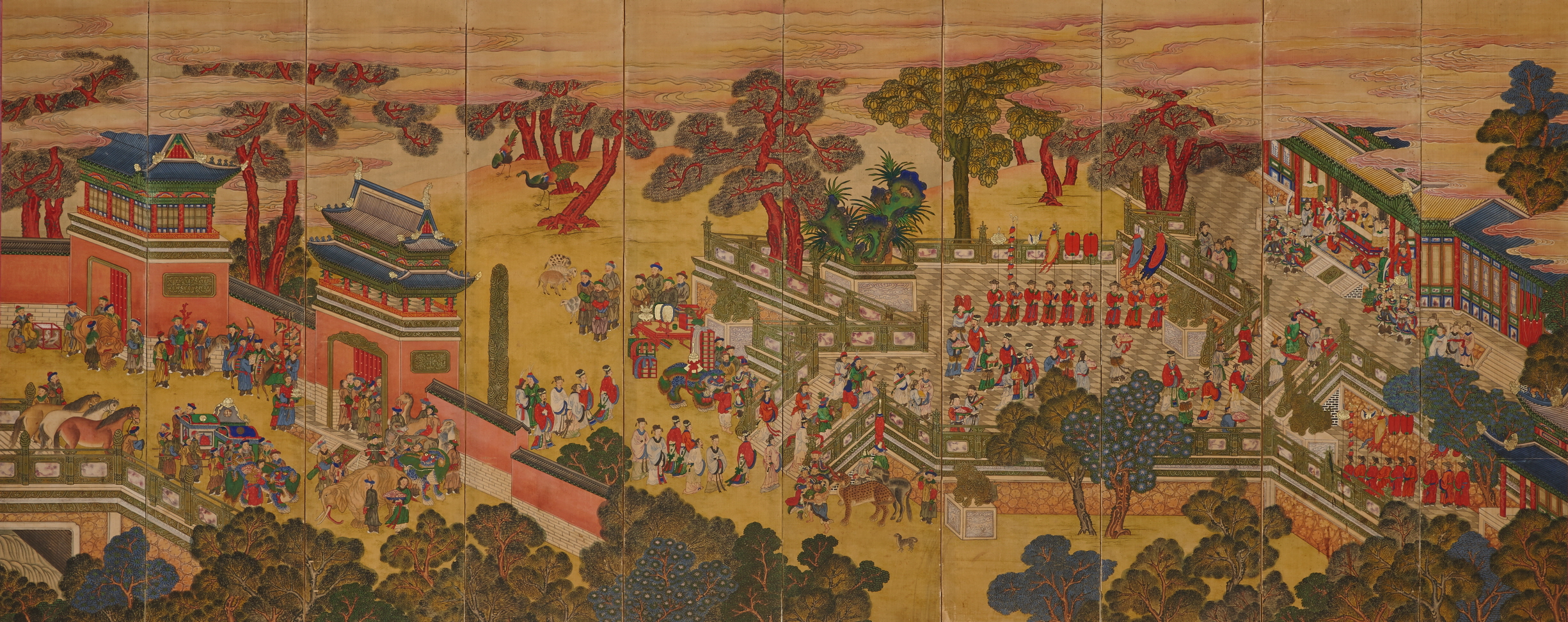Illustration of Tributary Missions, 10-fold Folding Screen